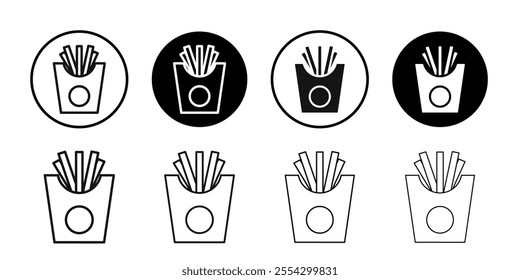 French-fries icon Black and white outline vector