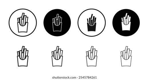 French-fries icon flat line symbol set.