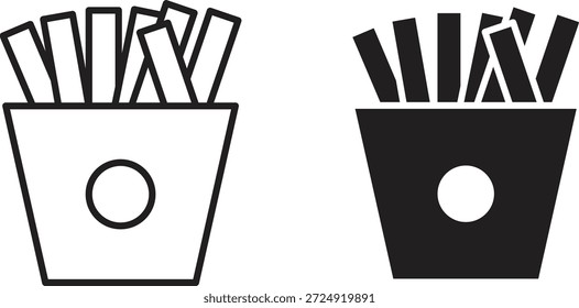Ícone de batatas fritas plana e coleção de traçado para trabalho de ux da interface do usuário.