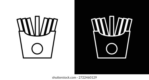 Pommes frites Ikonenumriss und linearer Vektor. Gliederungssymbol und Illustration