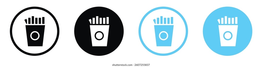 French-fries vector icons in black and blue colors