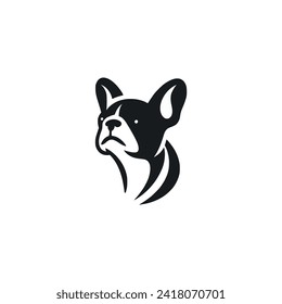frenchie bulldog cute pet animal logo vector illustration template design