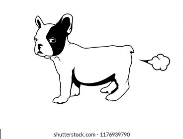 Frenchie with a little fart. Cute French Bulldog logo symbol for your variety of design artworks. For T-shirt screens, printing cards, branding, etc. 