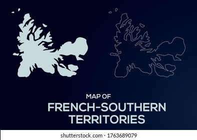 French-southern-territories vector map silhouette isolated. High detailed silhouette illustration. Full Editable French-southern-territories map vector file.