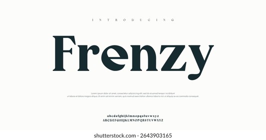 Alfabeto de fonte frenesi. Mínimo fontes urbanas modernas para logotipo, marca etc. Tipografia fonte maiúscula minúscula e número. ilustração vetorial