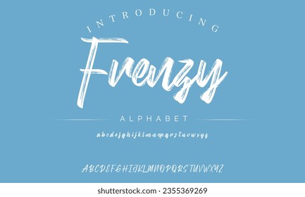 Frenzy Lettering font isolated on black background. Texture alphabet in street art and graffiti style. Grunge and dirty effect.  Vector brush letters.