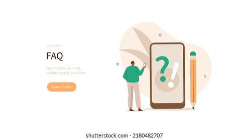 Frequency asked questions and helpdesk. Character asking questions to helpdesk customer service and receiving answers. User support concept. Vector illustration.
