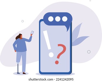 Frequency asked questions and helpdesk. Character asking questions to helpdesk .