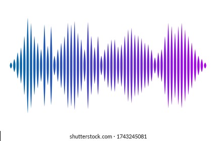 Frequency of the blue and purple sound wave on a white background. Music waves. Stock vector illustration on white isolated background.