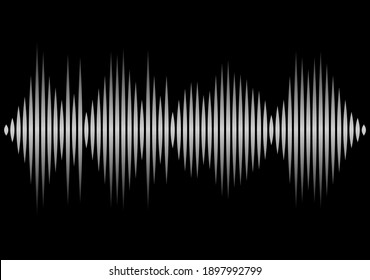 Frequency Of The Blue Sound Wave On A Black Background. Neon. Music Waves. Stock Vector Illustration.