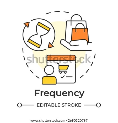 Frequency multi color concept icon. Online commerce, purchase. Customer shopping, market. Round shape line illustration. Abstract idea. Graphic design. Easy to use in infographic, article