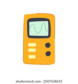 frequency oscillograph cartoon. amplitude voltage, measurement display, electronics testing frequency oscillograph sign. isolated symbol vector illustration