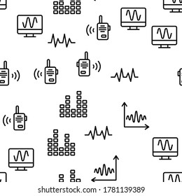 Frequency Pulse Wave Vector Seamless Pattern Thin Line Illustration