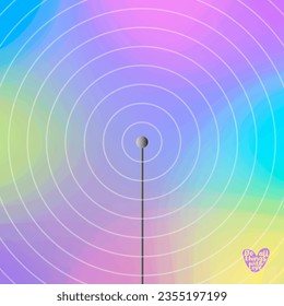 Frequency. Radio waves illustrations. Colorful abstract background. Electromagnetic radiation. Wavelenght. Hertzian wave. Airwaves signal.Do all things with love. 528 Hz.