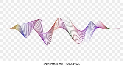 Frequency sound waveform, voice graph signal. Electronic multicolored waves. Voice recognition concept. Vector illustration on white background.