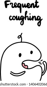 Frequent coughing hand drawn vector illustration in cartoon style. Minimalism