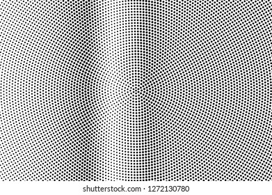 Frequent dotted texture. Black white dotted halftone vector background. Centered dotted gradient. Vintage effect overlay. Ink dot pattern. Monochrome halftone texture. Industrial perforated surface