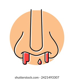 frequent nosebleeds disease symptom color icon vector. frequent nosebleeds disease symptom sign. isolated symbol illustration
