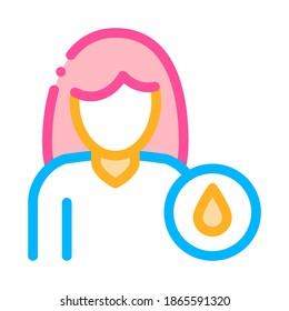 Icono del vector del embarazo del Síntomp de orina frecuente. Silueta De Mujer Persona Y Caída De Agua, Síntoma Del Pictograma De Embarazo. Diagnóstico De La Ilustración Del Contorno Materno Futuro