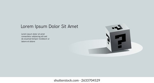 Frequently ask questions.Large questions mark for landing page or website development.vector 3d illustration of cube question mark. FAQ and guides. Customer support page and online help service.