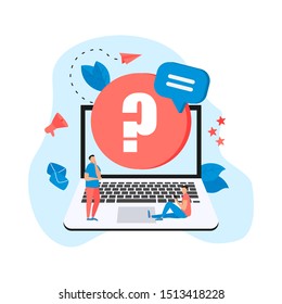 Frequently Asked Question flat modern design concept on laptop,