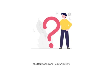 Concepto de preguntas frecuentes. La metáfora de la respuesta a la pregunta. Fondo de la ilustración del vector