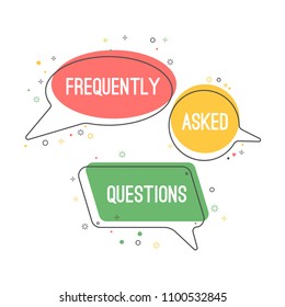 Frequently asked questions emblem on chat clouds set