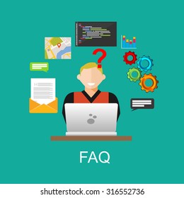 Frequently Asked Questions FAQ concept illustration concept. Online support concept.

