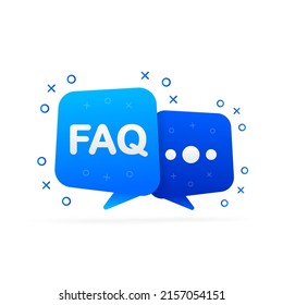 Preguntas frecuentes FAQ Label aislado en fondo blanco. Ilustración vectorial.