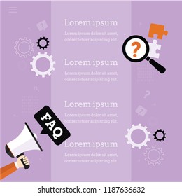 Frequently asked questions. FAQ  page template. Modern flat design concept of web page design.
