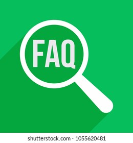 Frequently Asked Questions FAQ Word Magnifying Glass. Vector illustration