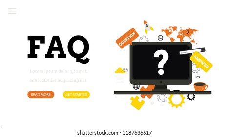 Frequently Asked Questions Landing Page Template Stock Vector (Royalty