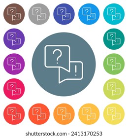 Las preguntas más frecuentes muestran los iconos blancos planos en los fondos de color redondo. Se incluyen 17 variaciones de color de fondo.