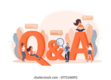 Frequently asked questions page template. Vector web banner. Customer service. Flat isometric vector illustration. Customer support. Abstract background.