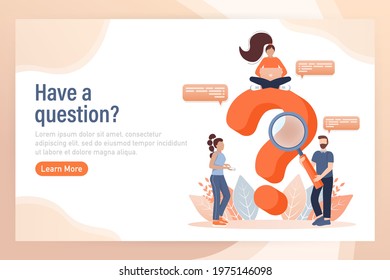 Frequently asked questions page template. Vector web banner. Customer service. Flat isometric vector illustration. Customer support. Abstract background.