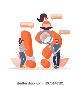 Frequently asked questions page template. Vector web banner. Customer service. Flat isometric vector illustration. Customer support. Abstract background.
