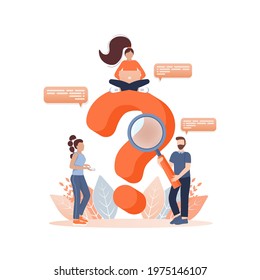 Frequently asked questions page template. Vector web banner. Customer service. Flat isometric vector illustration. Customer support. Abstract background.