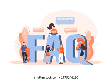 Frequently asked questions page template. Vector web banner. Customer service. Flat isometric vector illustration. Customer support. Abstract background.
