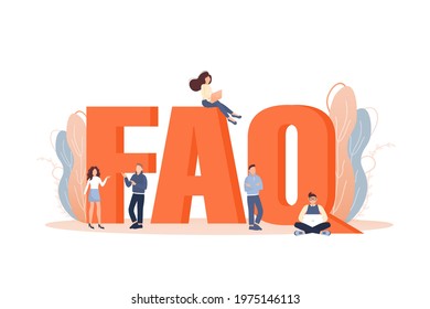 Frequently asked questions page template. Vector web banner. Customer service. Flat isometric vector illustration. Customer support. Abstract background.