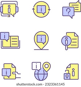 Preguntas más frecuentes: los iconos de color RGB perfecto para píxeles. Soporte de información para usuarios de sitios web. Ilustraciones vectoriales aisladas. Colección de planos de línea simple rellena. Trazo editable