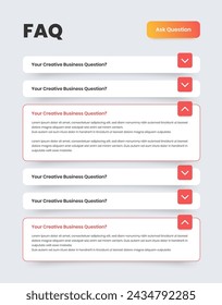 Frequently asked questions user interface or ui design for mobile and web app with minimalist layout