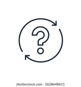 Frequently asked, repeated question. Vector linear illustration icon isolated on white background.