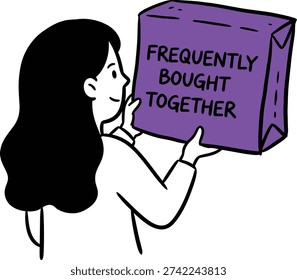 Frequently Bought Together Package Concept Illustration with Woman