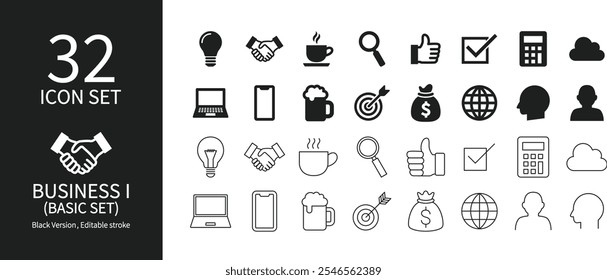 Frequently used icon sets related to business