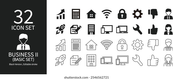 Frequently used icon sets related to business