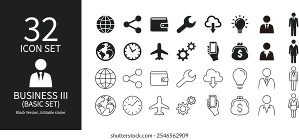 Frequently used icon sets related to business