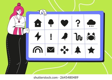Frequently used silhouettes - flat design style icons set illustration