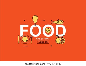 Fresch food  text illustration design. Easy to edit with vector file. Can use for your creative content. Especially about food safety day campaign in this june.