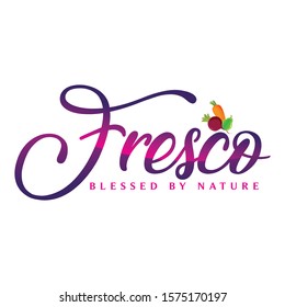 fresco food and fruits logo design 