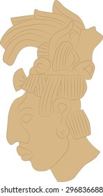Fresco in the form of a man's head in the style of the ancient Maya
